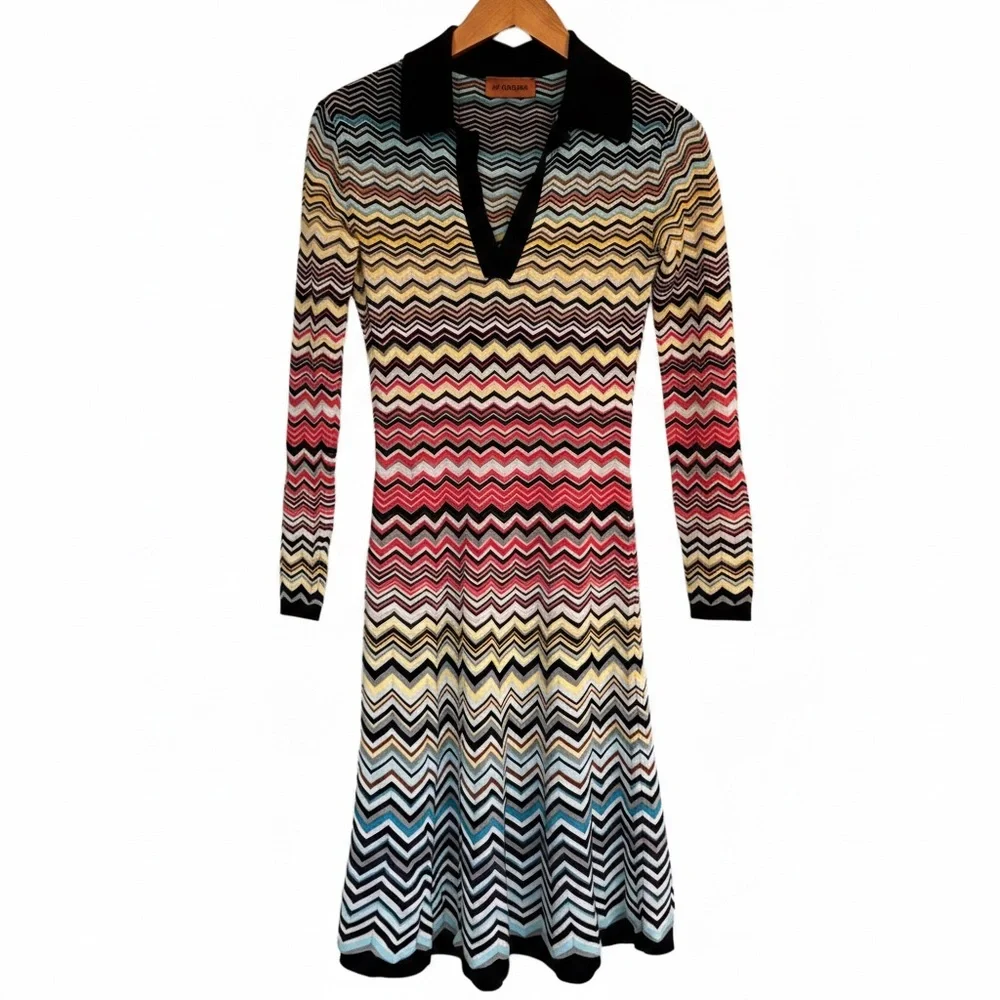 MISSONI Zig-Zag Knit Midi Dress Size Medium 38 (2) - Picture 3 of 8